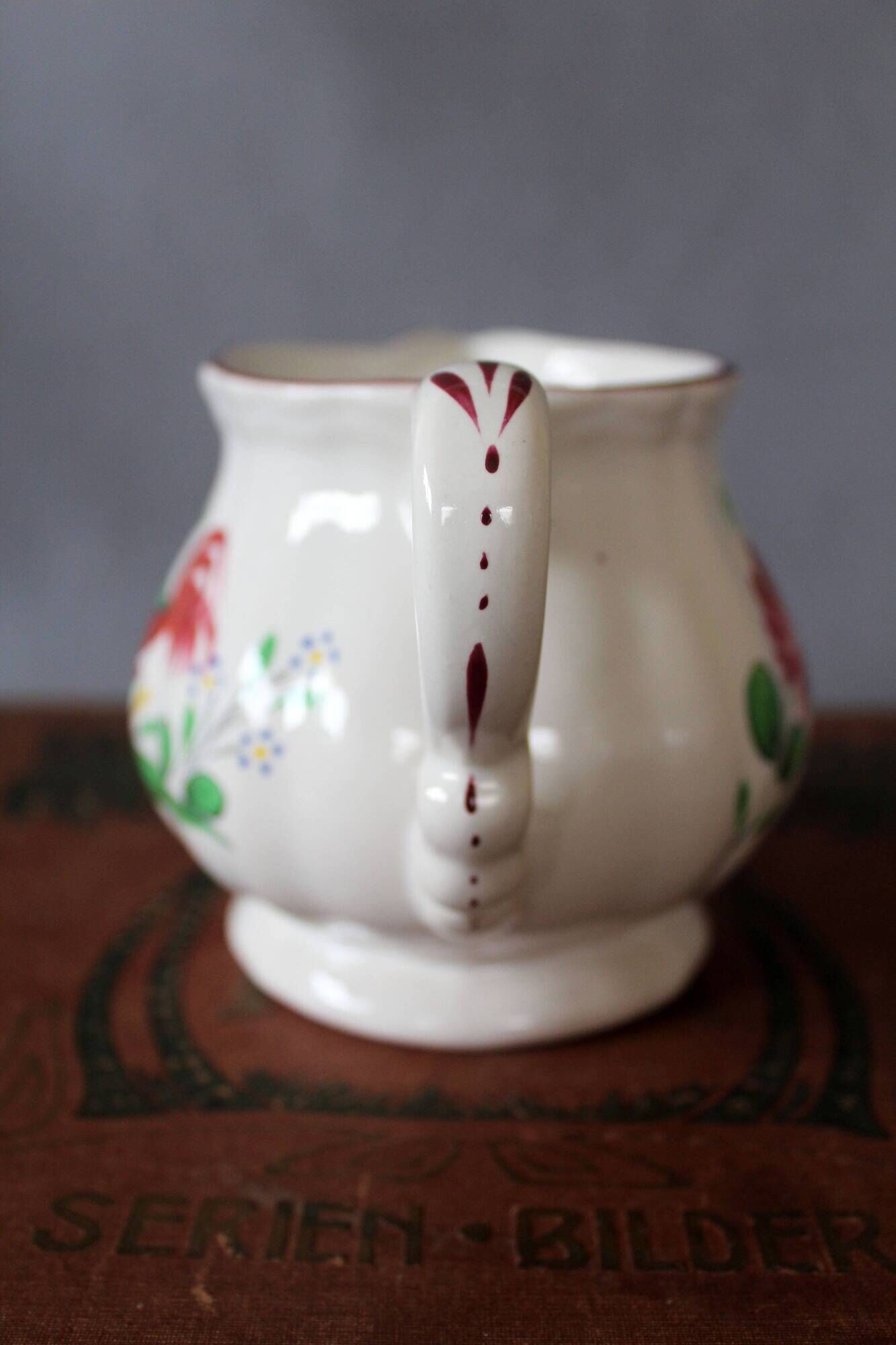 Large vintage ceramic milk jug, Saint Clément France, Le Coq motif