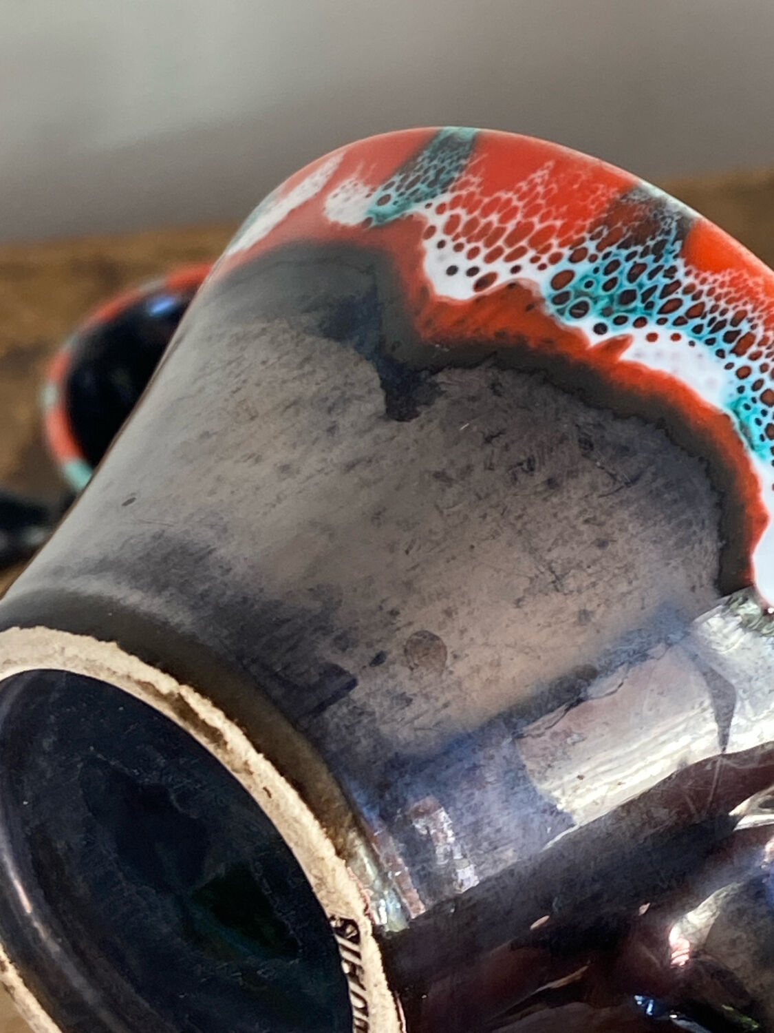 Pitchers and cups, iridescent ceramic, Vallauris