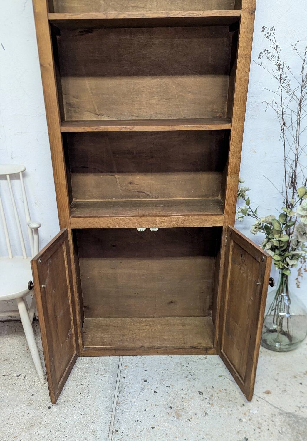 Oak bookcase, mid-20th century