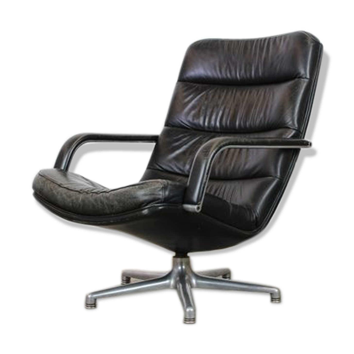 Black leather F141 armchair by Geoffrey Harcourt for Artifort, 1970s