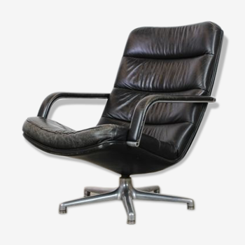 Black leather F141 armchair by Geoffrey Harcourt for Artifort, 1970s