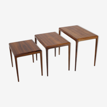 1960s Johannes Andersen rosewood nesting tables for cfc Christensen of Silkeborg, Denmark