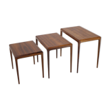1960s Johannes Andersen rosewood nesting tables for cfc Christensen of Silkeborg, Denmark