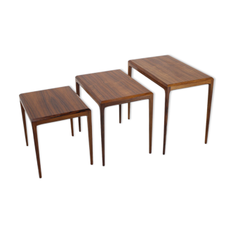 3 tables gigognes en palissandre Johannes Andersen pour CFC Christensen de Silkeborg, Danemark 1960