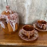 Antique gf art deco teapot flamed ceramic brown vintage