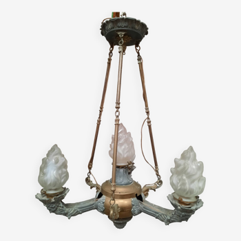 Metal pendant light with 4 flames