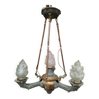 Metal pendant light with 4 flames