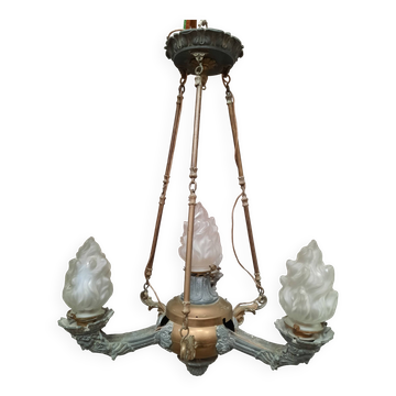 Metal pendant light with 4 flames