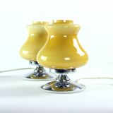 Table Lamps In Cream Opaline & Chrome, Bulgaria 1960s