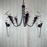 Vintage Chandelier and Pair of Wall Lights