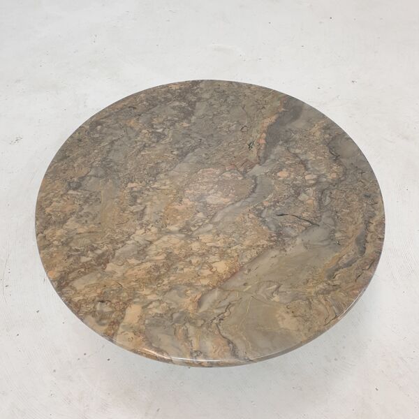 Table basse ronde en marbre italien, années 1980