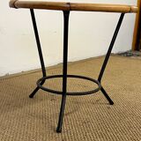 Round rattan side table