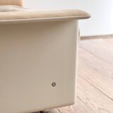 Fauteuil design 620 en cuir suédé beige par Dieter Rams, Vitsœ, Mid-Century