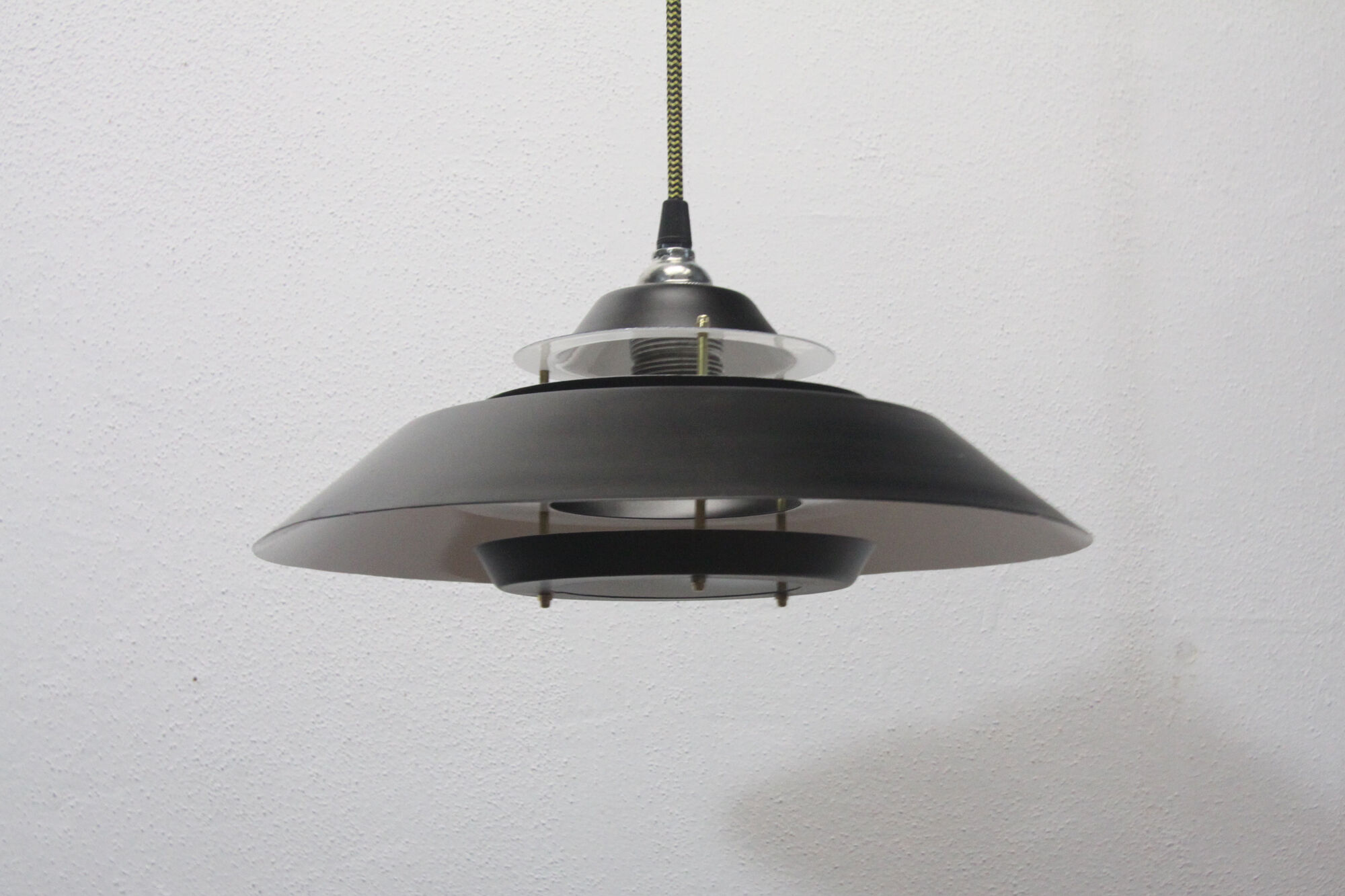 Black metal hanging lamp, 70's