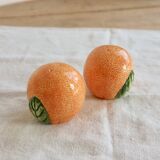 Salière poivrier vintage barbotine forme d'orange