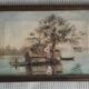 Old oil painting representing a landscape