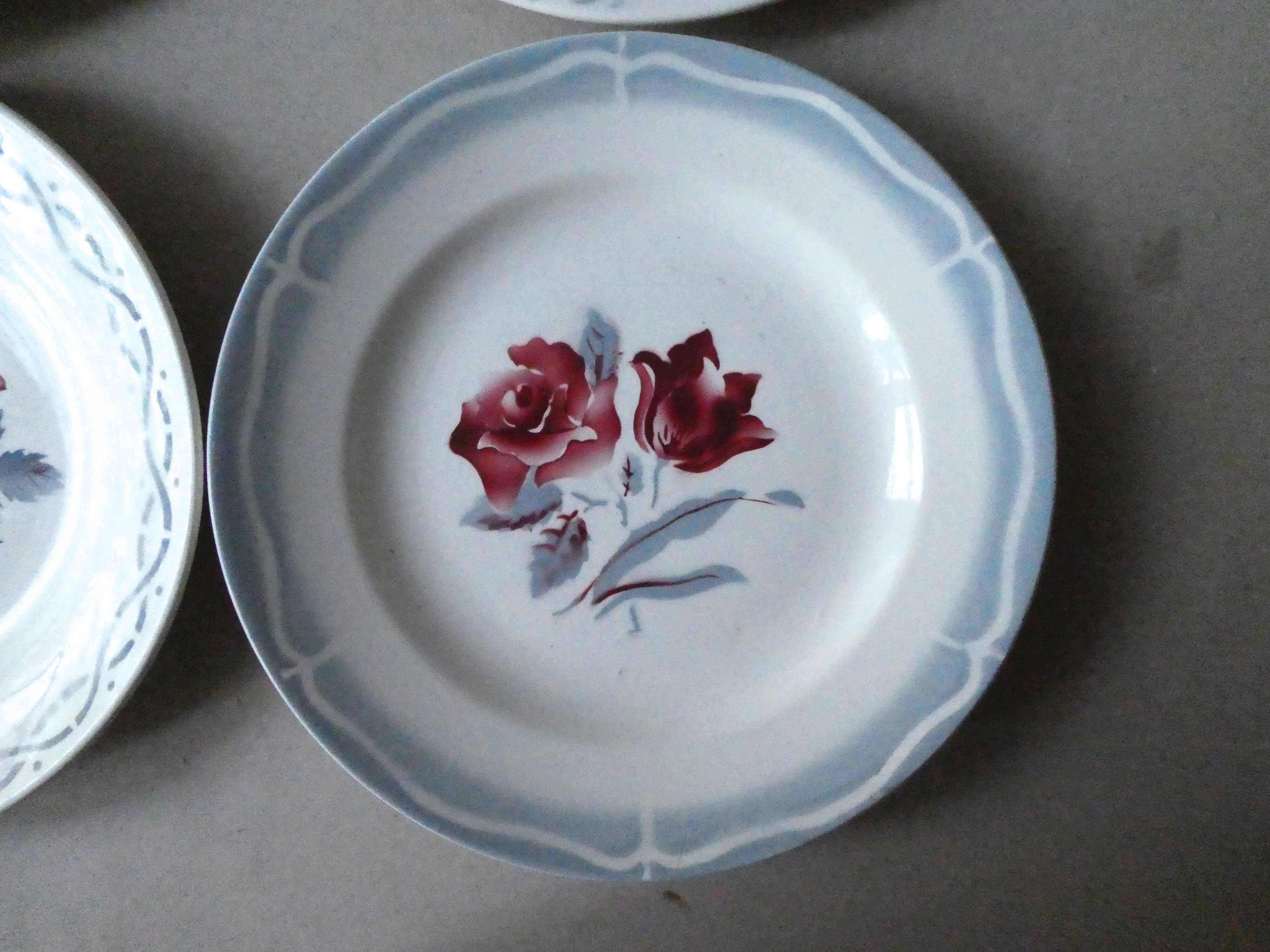 Set of 6 dinner plates Digoin Sarreguemines 40-50 years