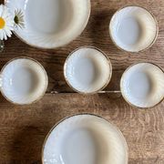 Set of vintage Fire King ramekins and bowls.