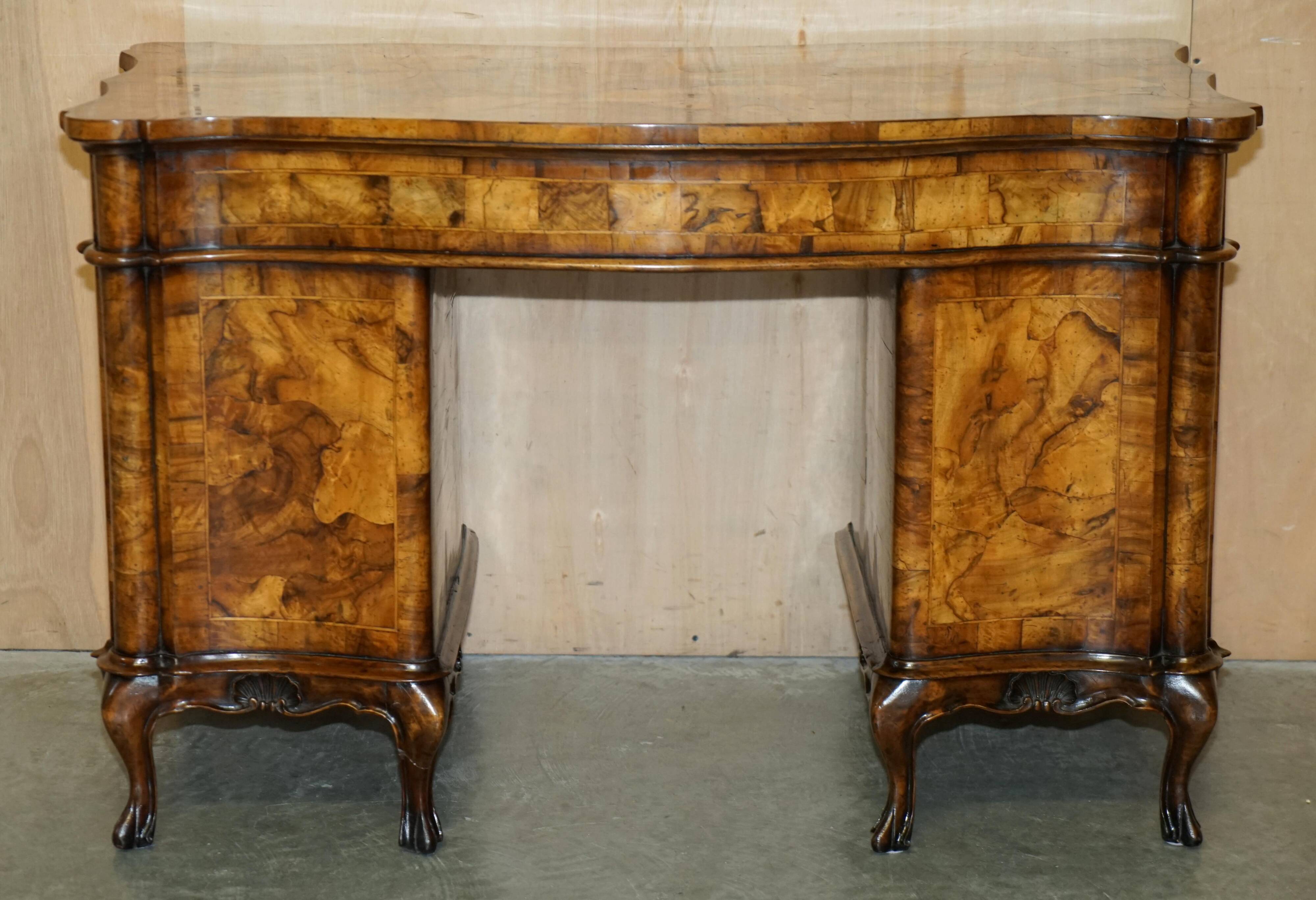 Antique Italian writing desk in olive wood circa 1860