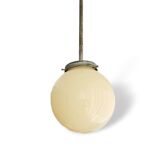 Art Deco 1940s simple opal glass globe pendant lamp