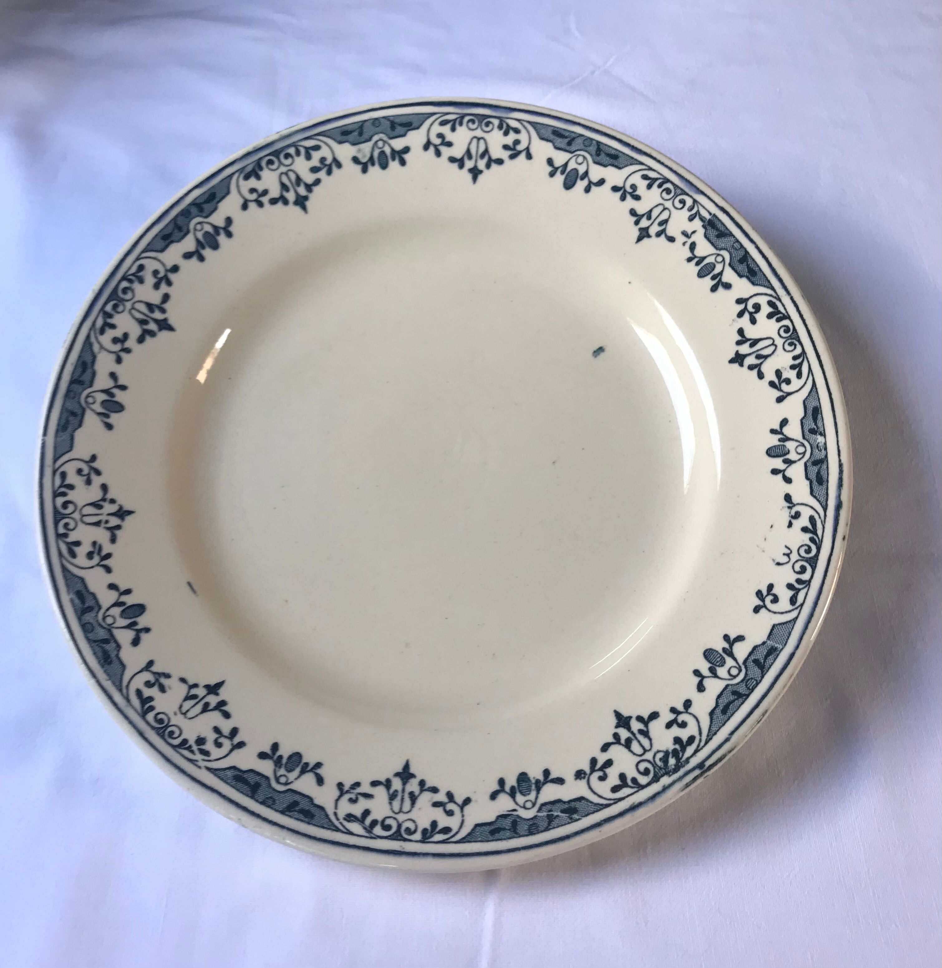 Flat plate of the longchamp earthenware factory, doria model,  iron land