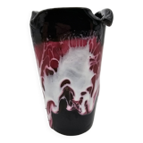 Vintage Vallauris black, pink and white vase