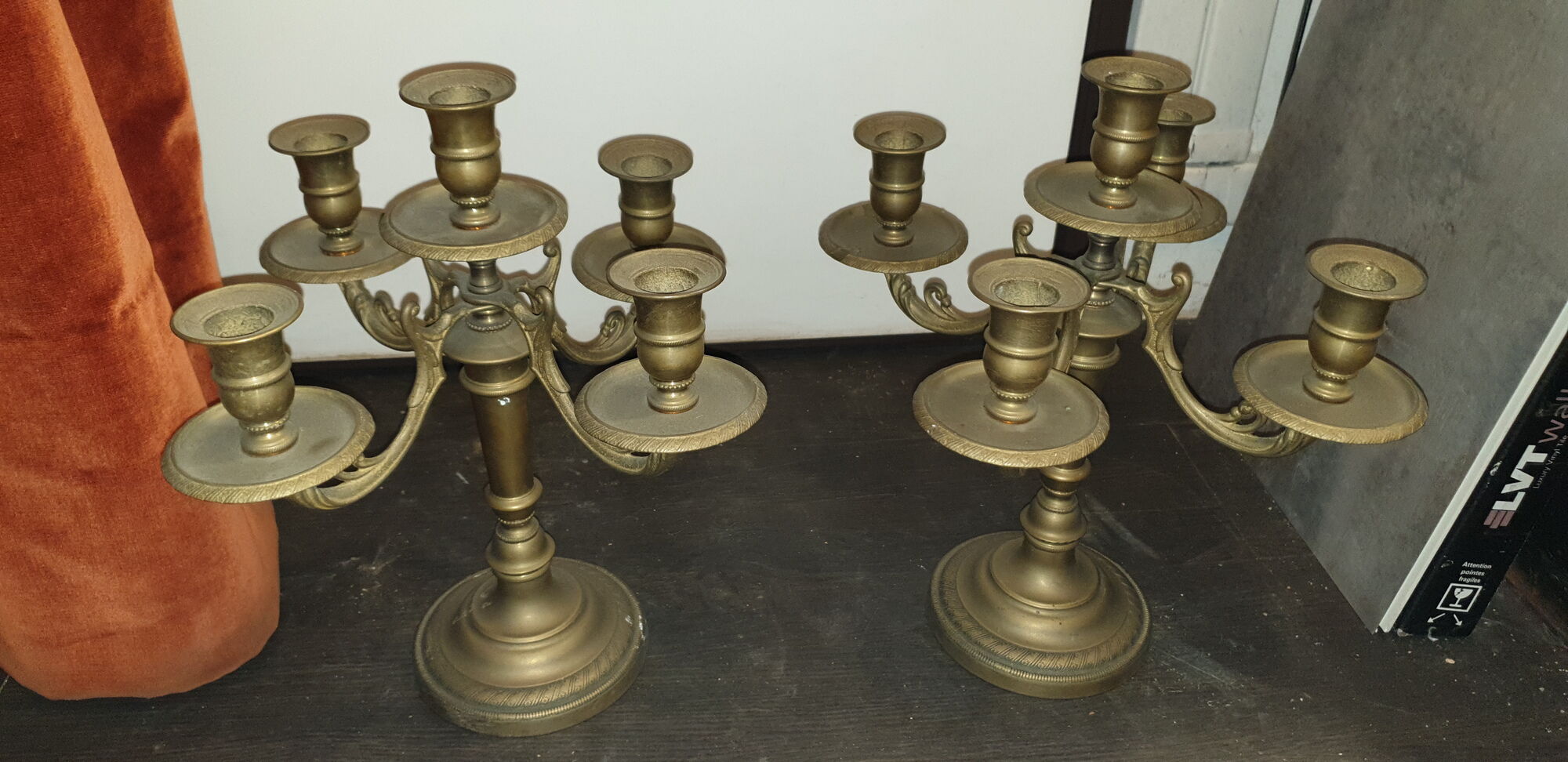 Pair of candlesticks candlesticks candelabres golden brass