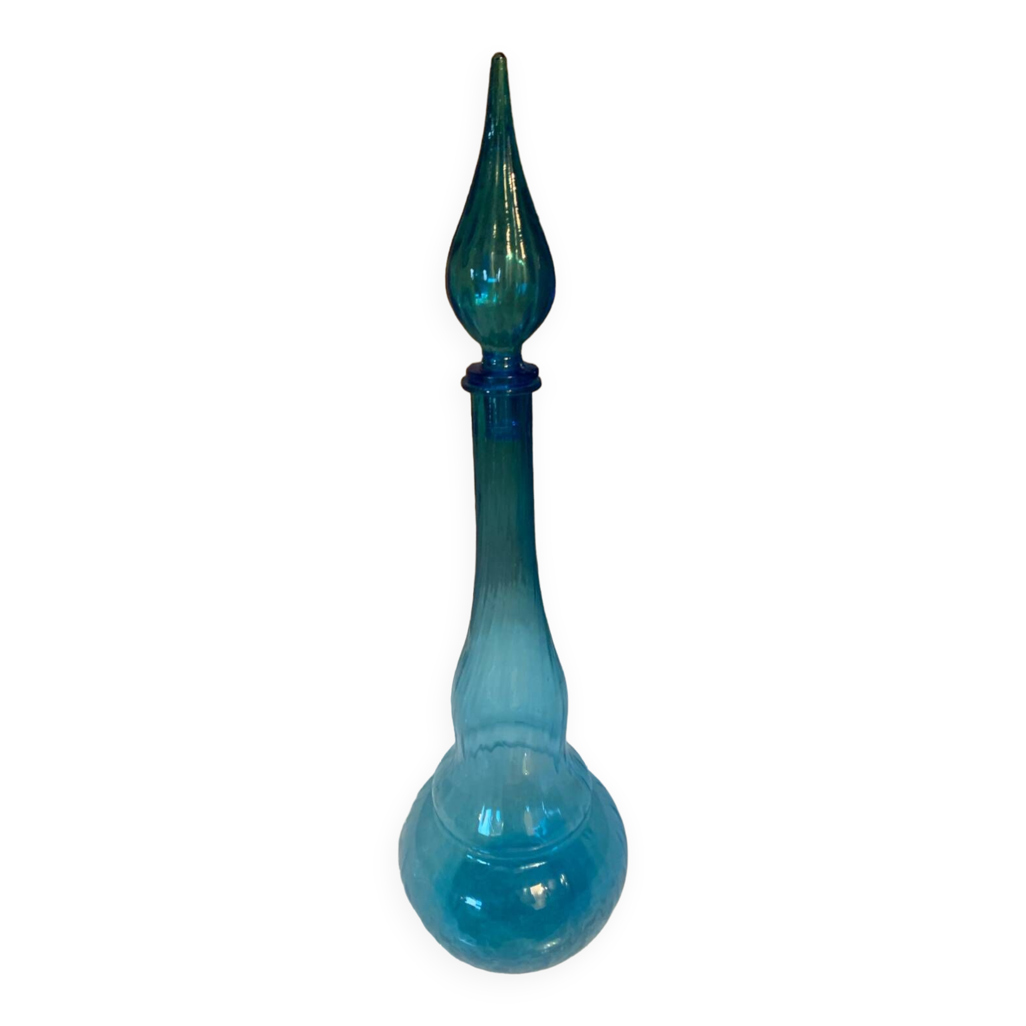 Blue glass bottle by Blenko, 1960s