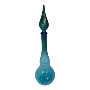 Bouteille en verre bleuté