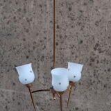 Golden glass chandelier, 3 lights and star-decorated