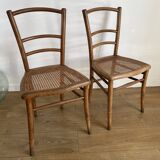Pair of caned bistro chairs