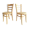 Pair of Baumann chairs light wood and cannage