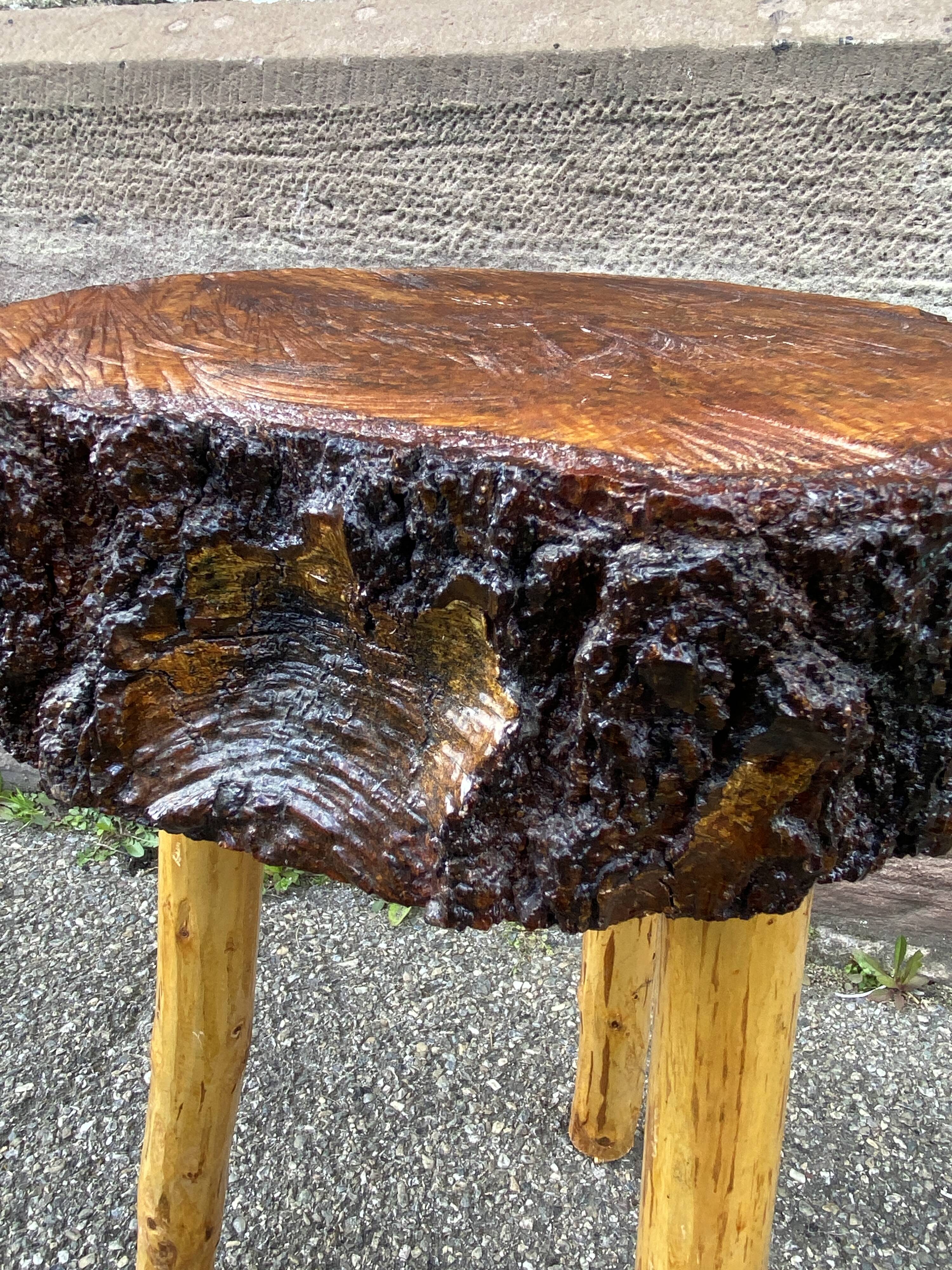Rustic farm stool 1960 brutalist vintage wood