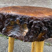 Tabouret de ferme rustique 1960 brutaliste en bois vintage