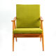 Green vintage armchair, Cal velvet fabric, solid wood 60s / 70s