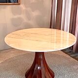Marble and rosewood round dining table