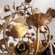Chandelier hand-forged Hollywood Regency rose leaf decorations