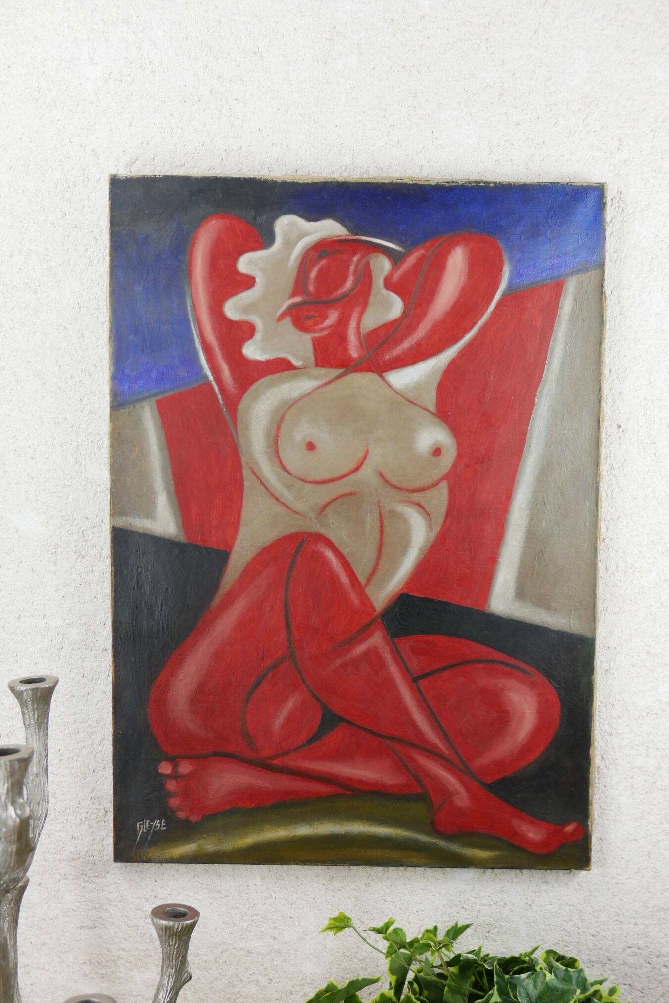 Tableau "Nude Cubist" HST signed Gleyse