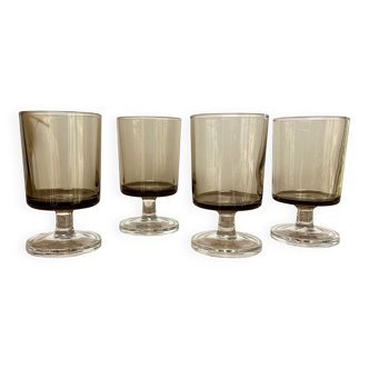 4 small luminarc smoked glasses