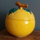 Sugar bowl candy dish box lemon in slipware