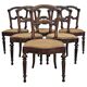 Set of 6 antique dining chairs in solid walnut, cane seats, 19th century.