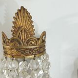 Antique crystal chandelier with 2 wall sconces – Vintage milk pendant