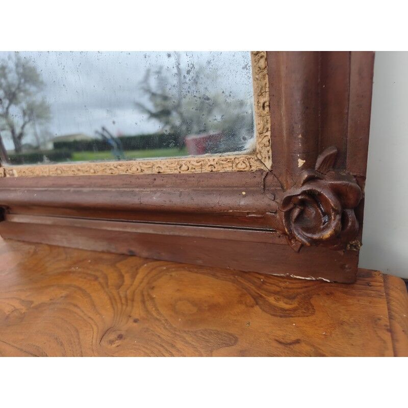 Miroir de cheminée 19ème bois et stuc