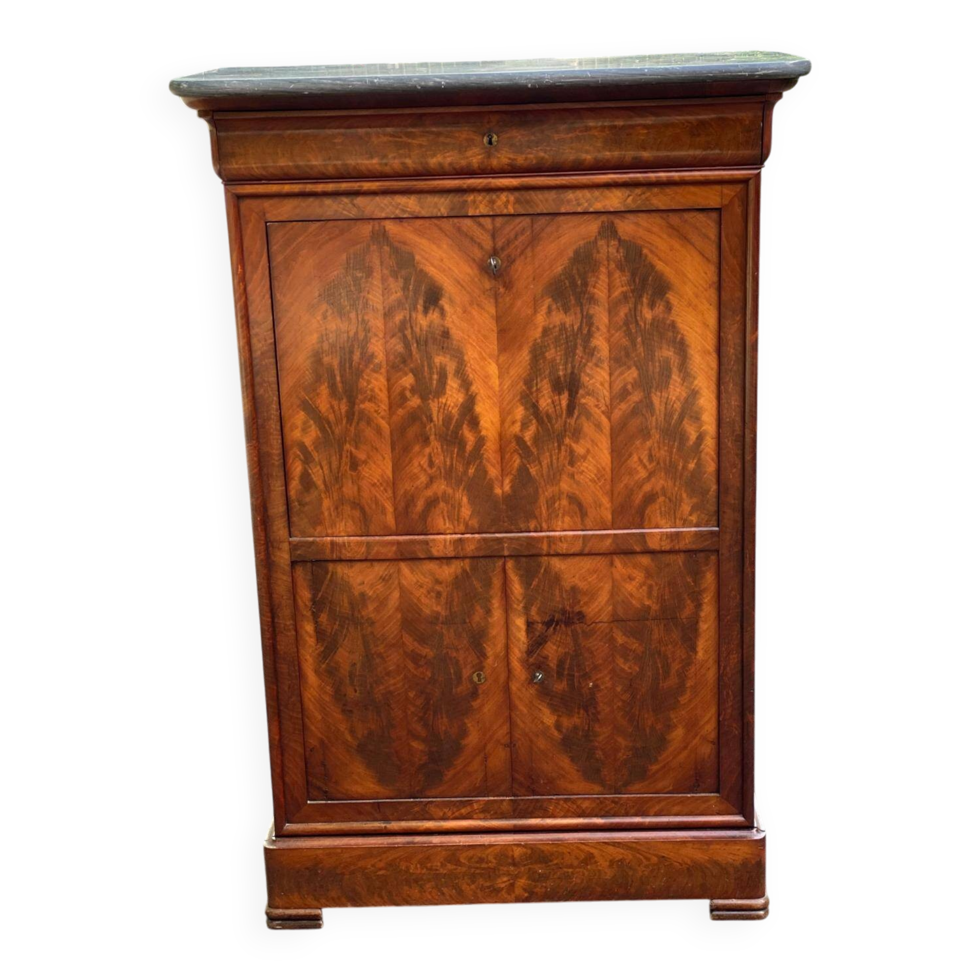 Louis Philippe burr walnut and marble secretary from the 19th century