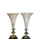 Paire de vases cornets cristal, onyx et bronze