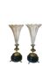 Pair of cone vases in crystal, onyx and bronze.