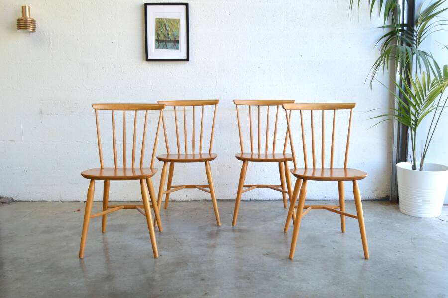 Set of four vintage Frank Guille Kandya model chairs.