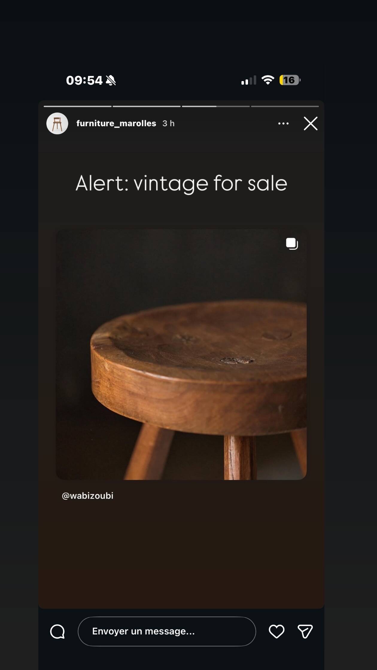 Jean Touret stool for the artisans of Marolles.