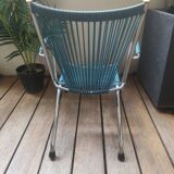 Chair armchair foldable child vintage 60's "scoubidou" blue
