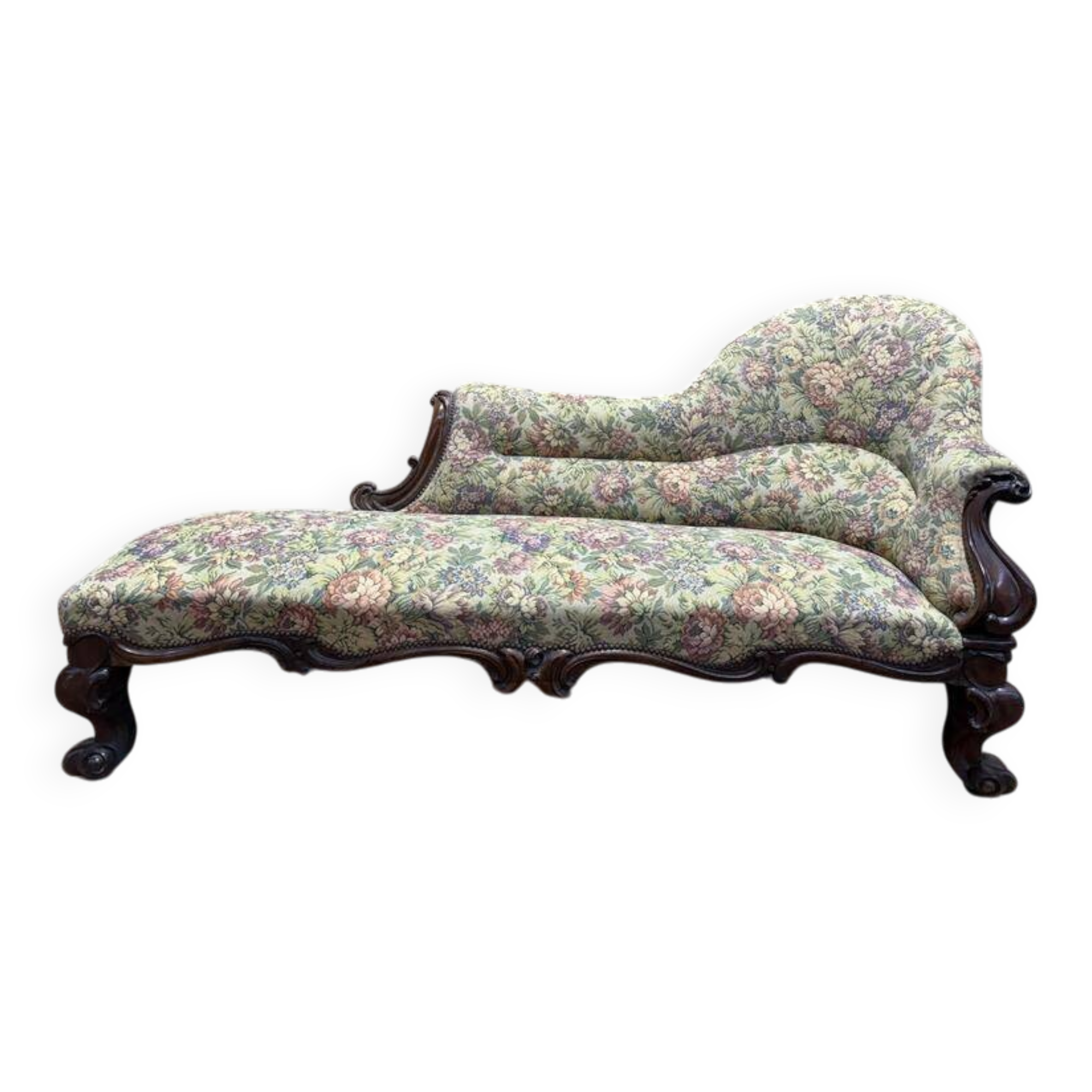 Méridienne époque Napoléon III en noyer sculpté